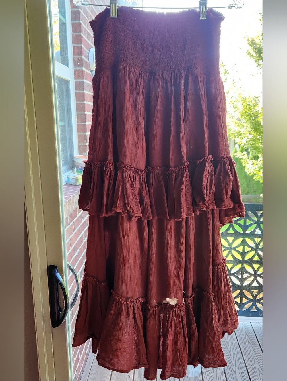 Free People The Convertible Skirt Size M Maxi Skirt Midi Dress Burgundy - Picture 4 of 7